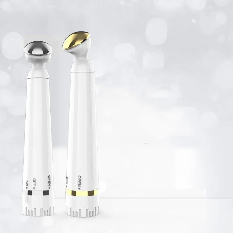 Portable USB rechargeable beauty instrument with white casing and metal light head for neck wrinkle removal