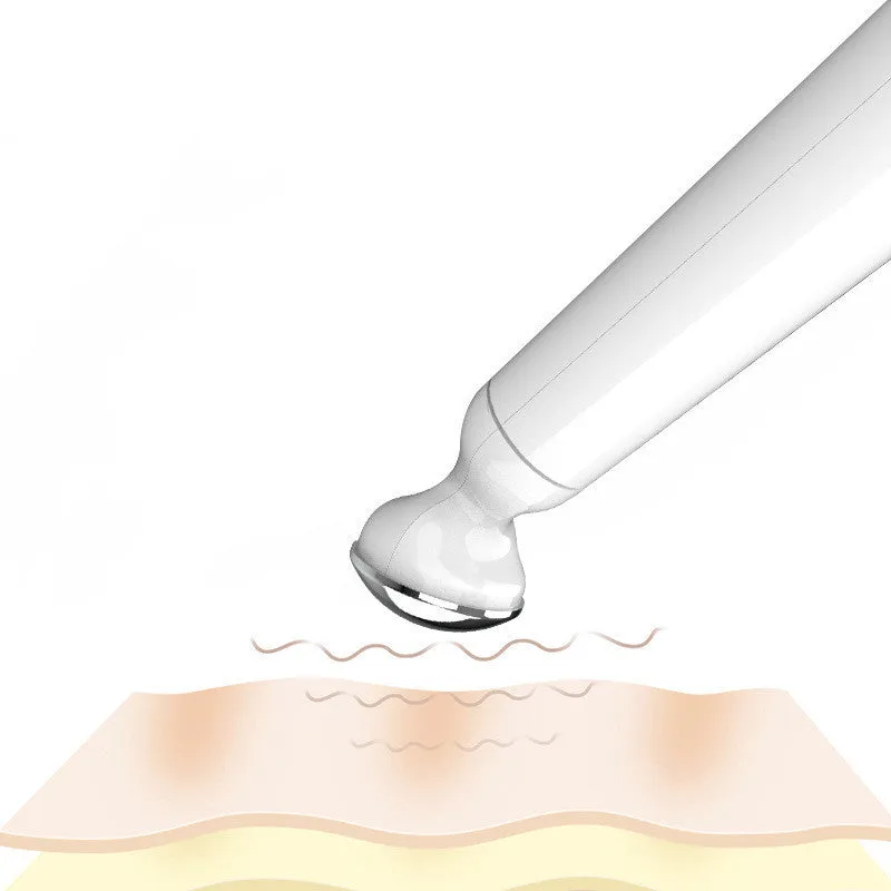 Portable USB rechargeable beauty instrument with white casing and metal light head for neck wrinkle removal