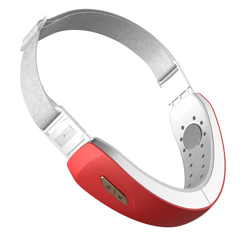 Micro-current high-frequency face-lifting device with colour light, ABS silicone shell, rechargeable, in red