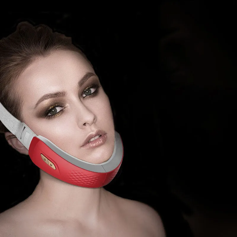 Micro-current high-frequency face-lifting device with colour light, ABS silicone shell, rechargeable, in red