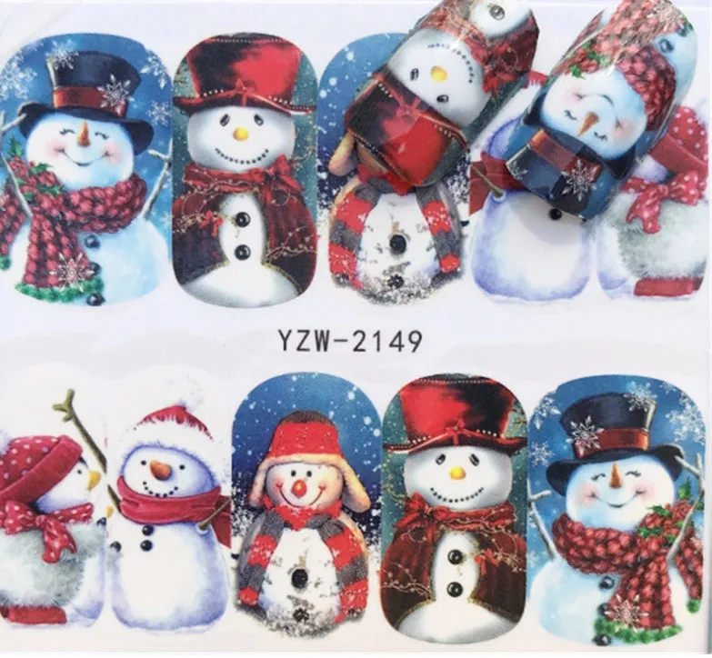 Christmas explosion models water transfer nail stickers with full coverage festive designs in 23 styles on white background