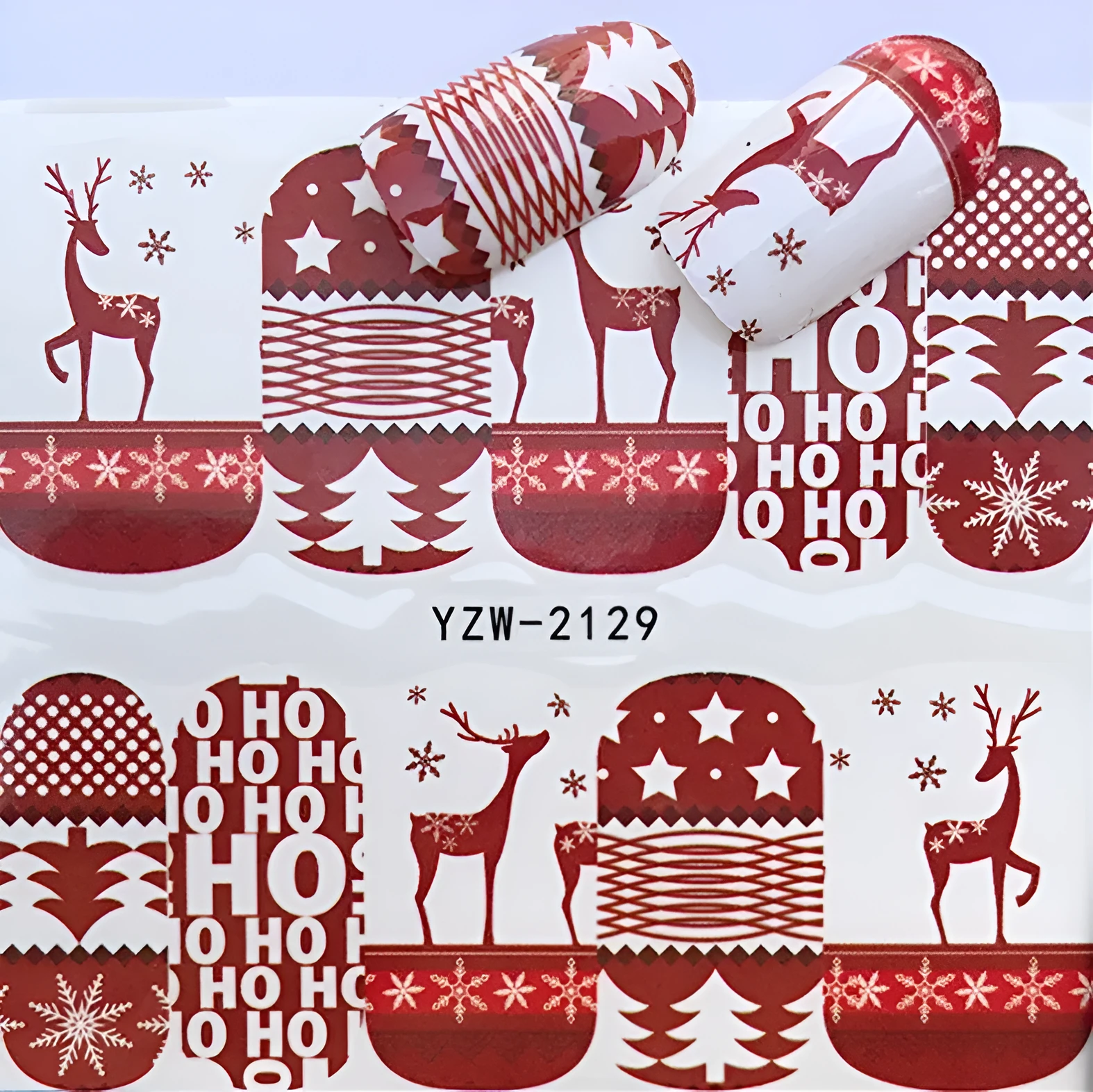 Christmas explosion models water transfer nail stickers with full coverage festive designs in 23 styles on white background