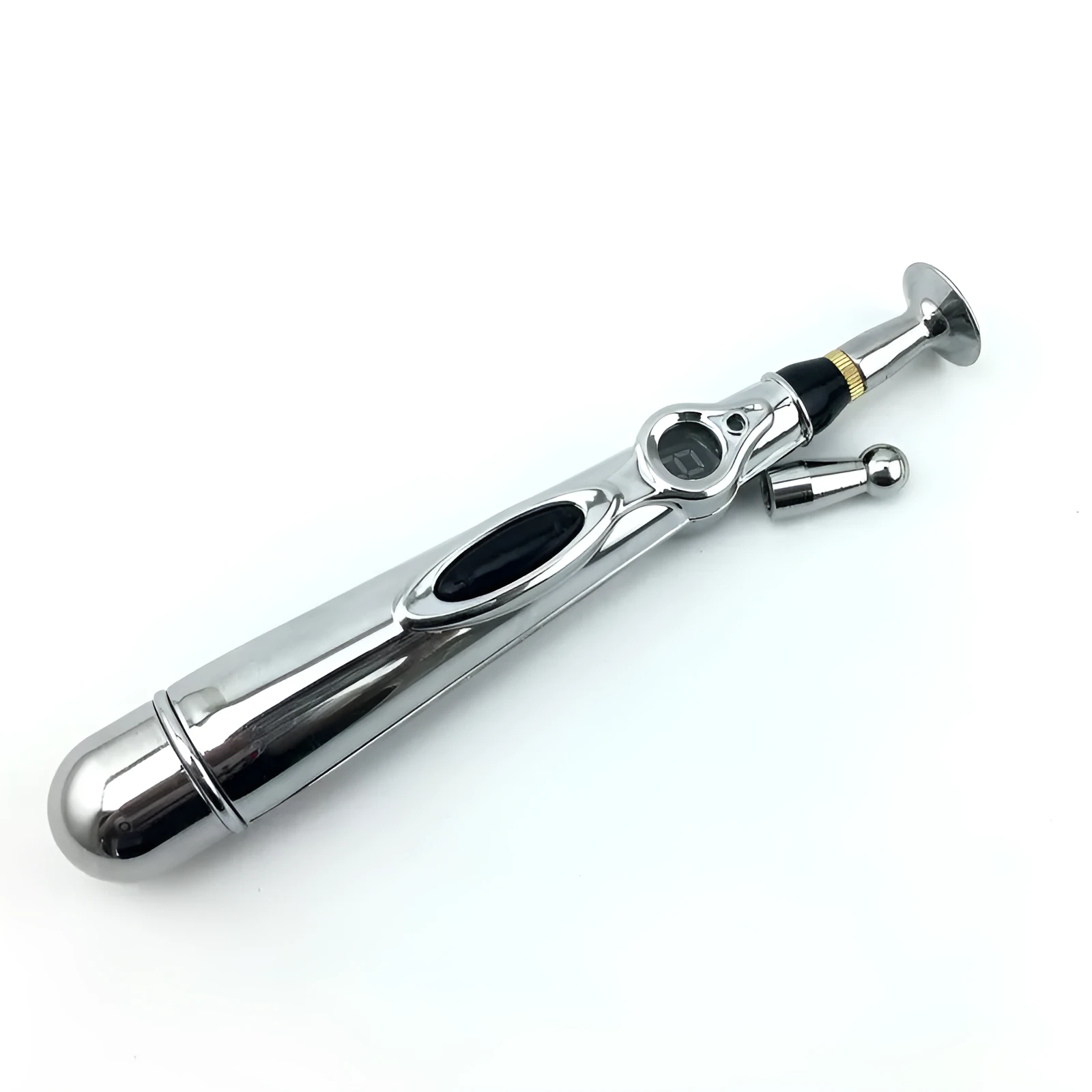 KEBETEME Massage Pen with three interchangeable therapy tips on a white background