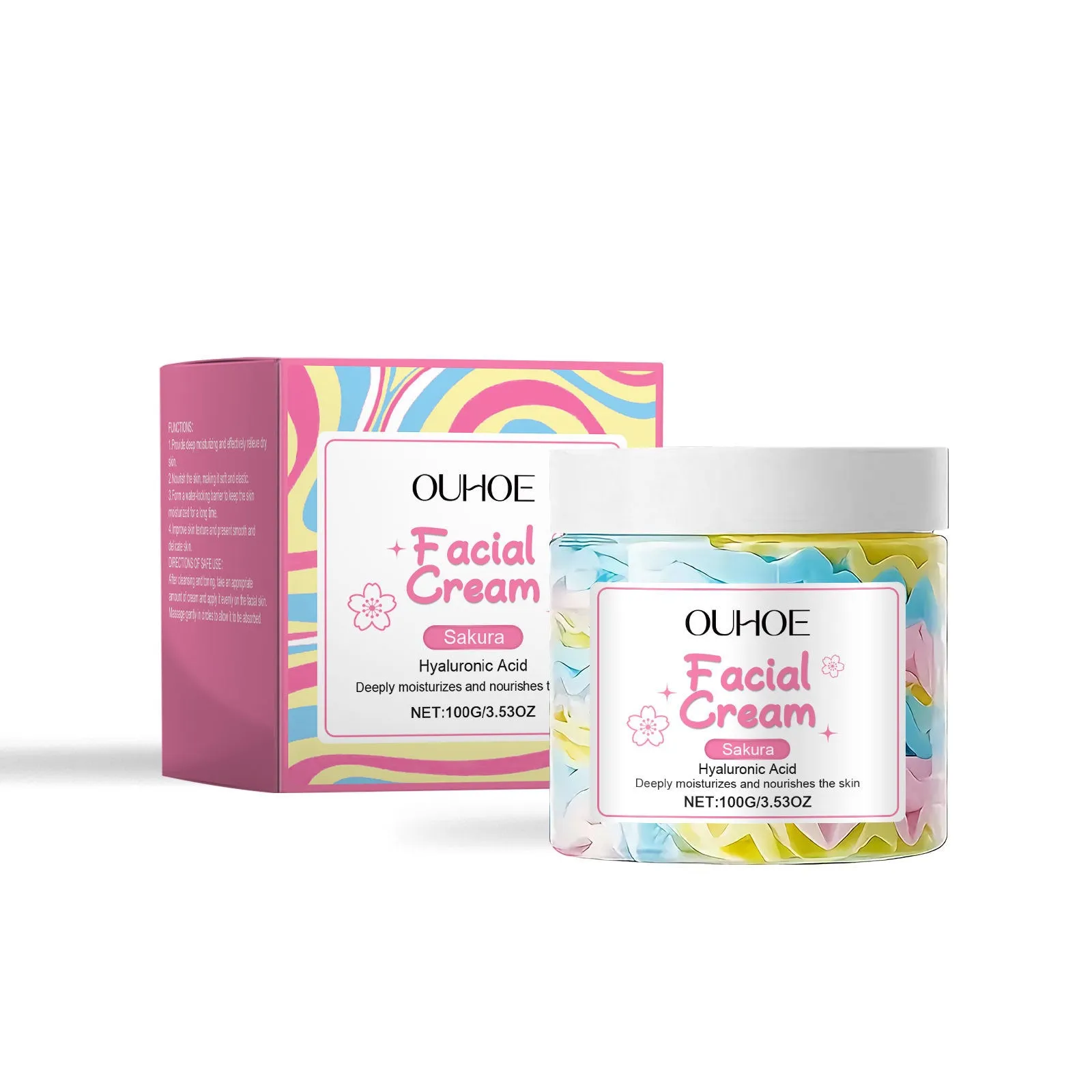 Sakura Butter Cream moisturising face cream in 5.7cm cube jar with 100g net content