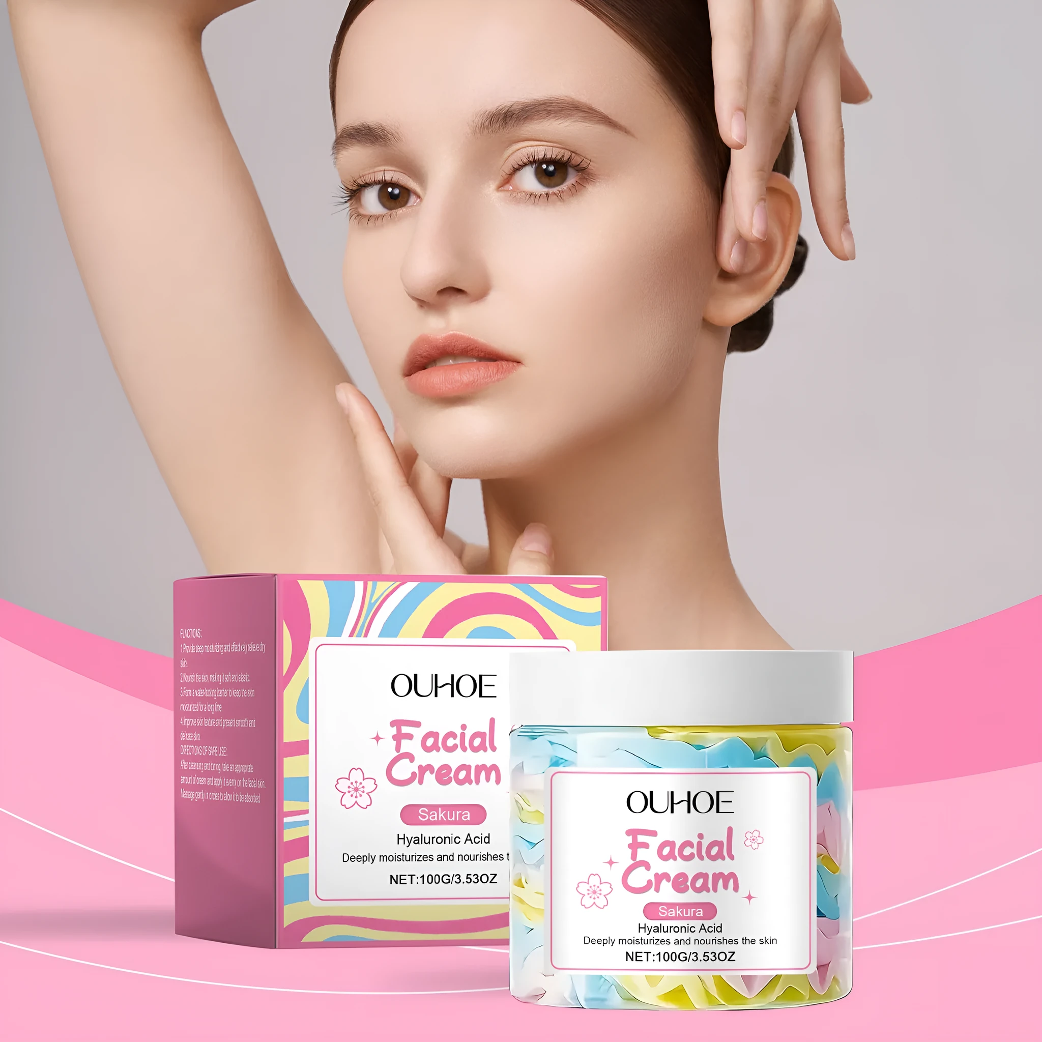 Sakura Butter Cream moisturising face cream in 5.7cm cube jar with 100g net content