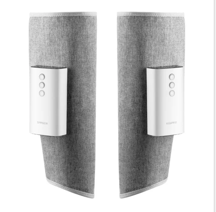 Rechargeable calf air wave leg massager with wireless remote control on a sofa