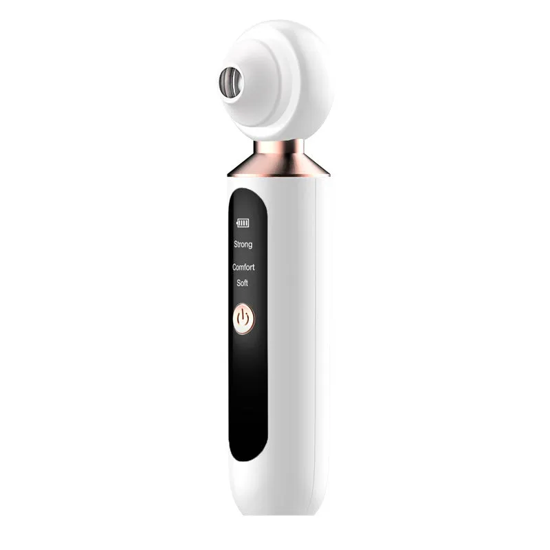 Electric blackhead pore cleaner in white and pink with 3-speed USB suction