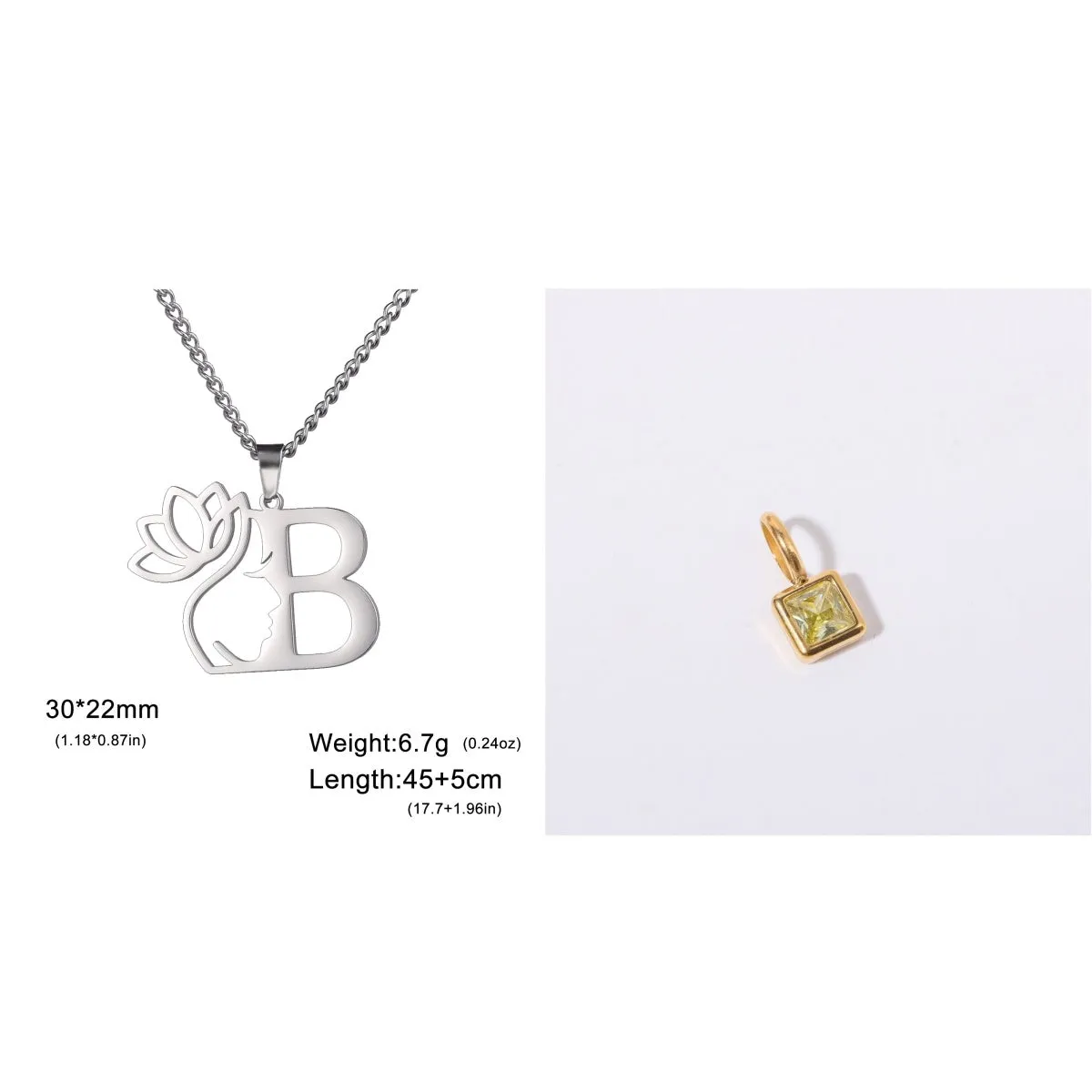 Stainless steel cross chain necklace with a single pendant, shown in gold and silver colour options.