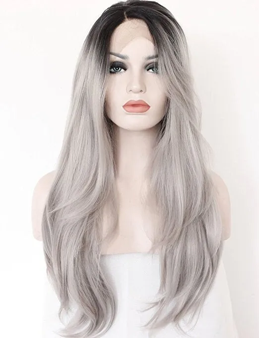 Grey hand hook lace wig for women short high temperature wire hairpiece