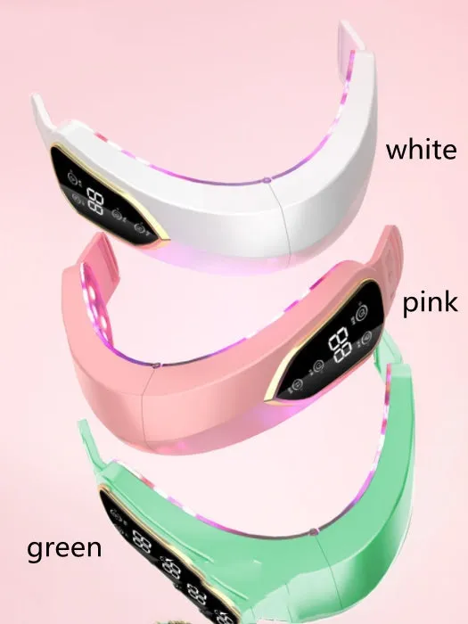 Face-lifting vibration massager in green with USB cable, ABS shell, 12 levels for small V face contouring