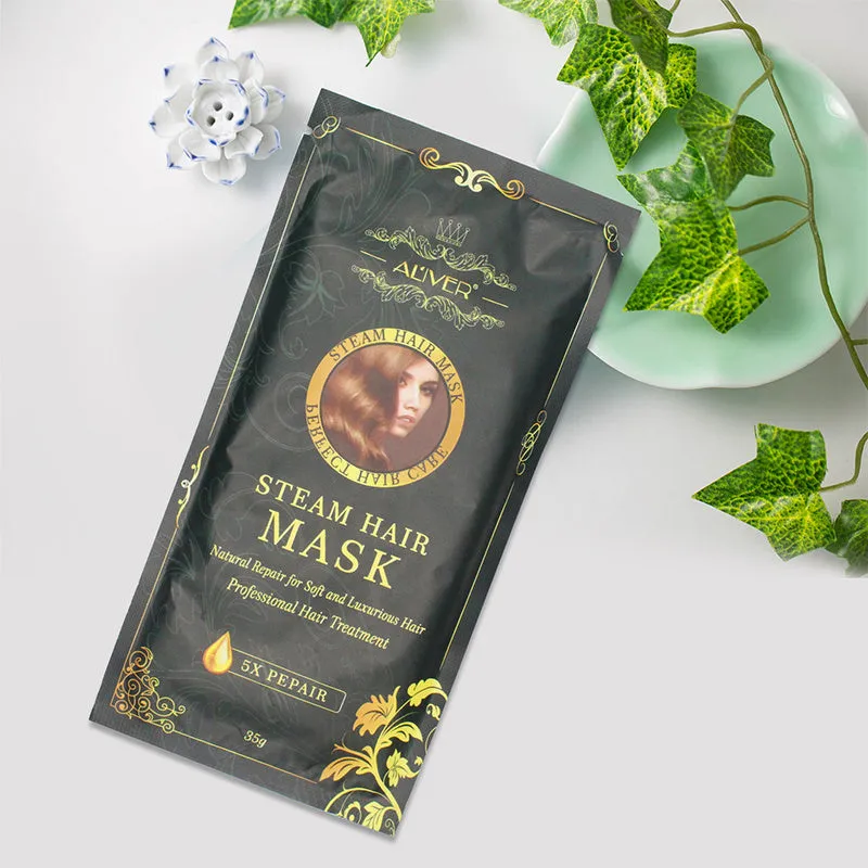 Self-heating steam hair mask home treatment with argan oil and collagen for deep conditioning and hair repair