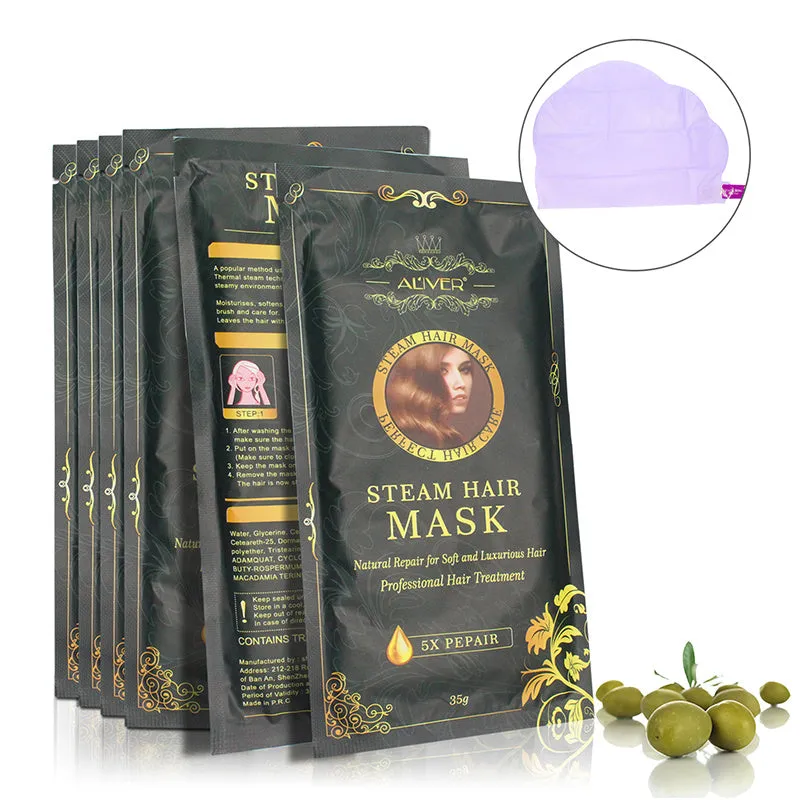 Self-heating steam hair mask home treatment with argan oil and collagen for deep conditioning and hair repair