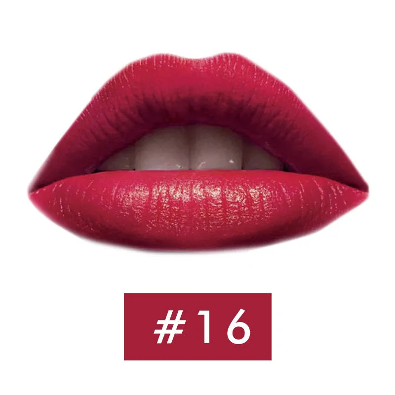 Beauty Creative mushroom head matte lipstick in black tube, shade Rose Red colour swatch