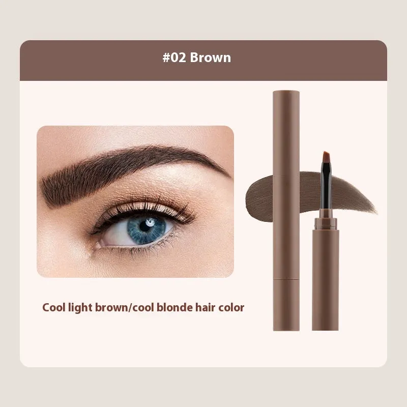 Double-headed eyebrow cream makeup pencil showing reddish brown, brown, light brown, dark brown, and black shades.
