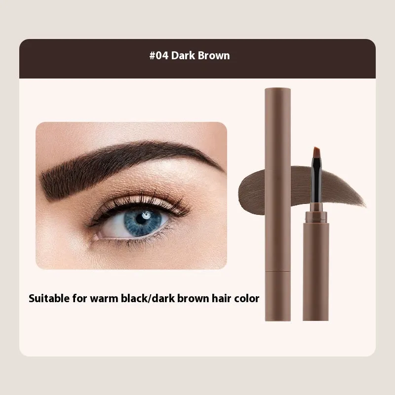 Double-headed eyebrow cream makeup pencil showing reddish brown, brown, light brown, dark brown, and black shades.