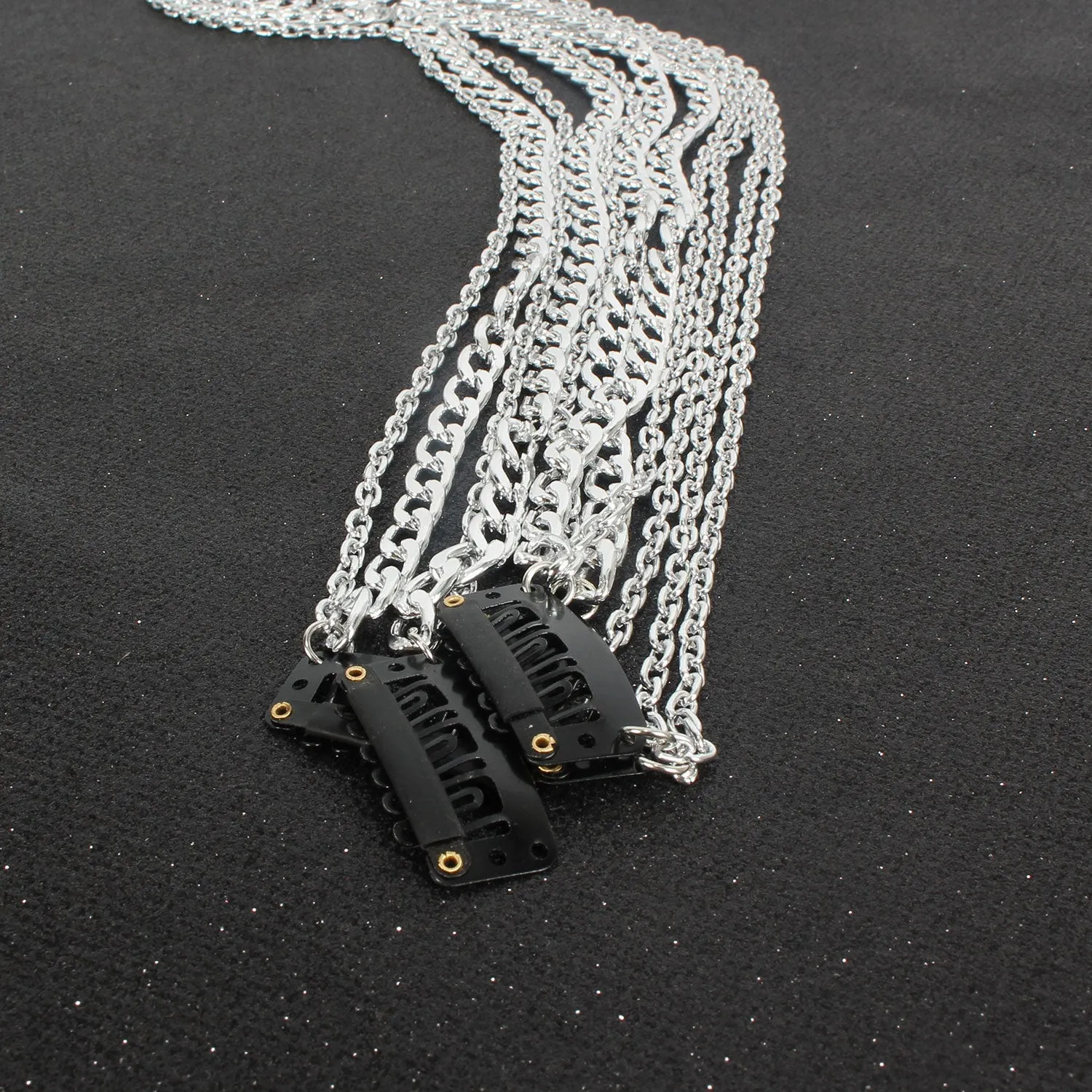 Women's U-shaped silver-plated wig extension chain with tassels and BB clip