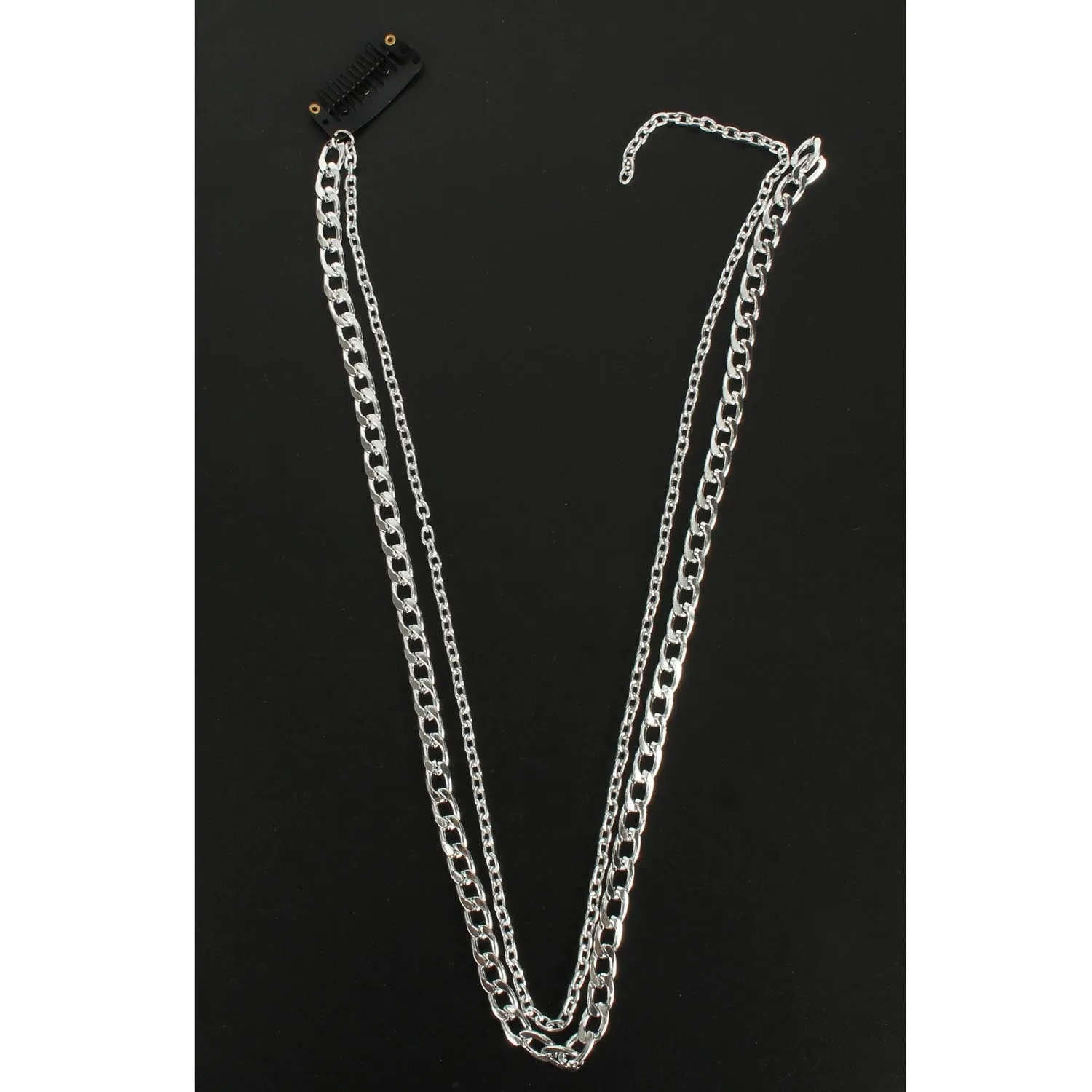Women's U-shaped silver-plated wig extension chain with tassels and BB clip