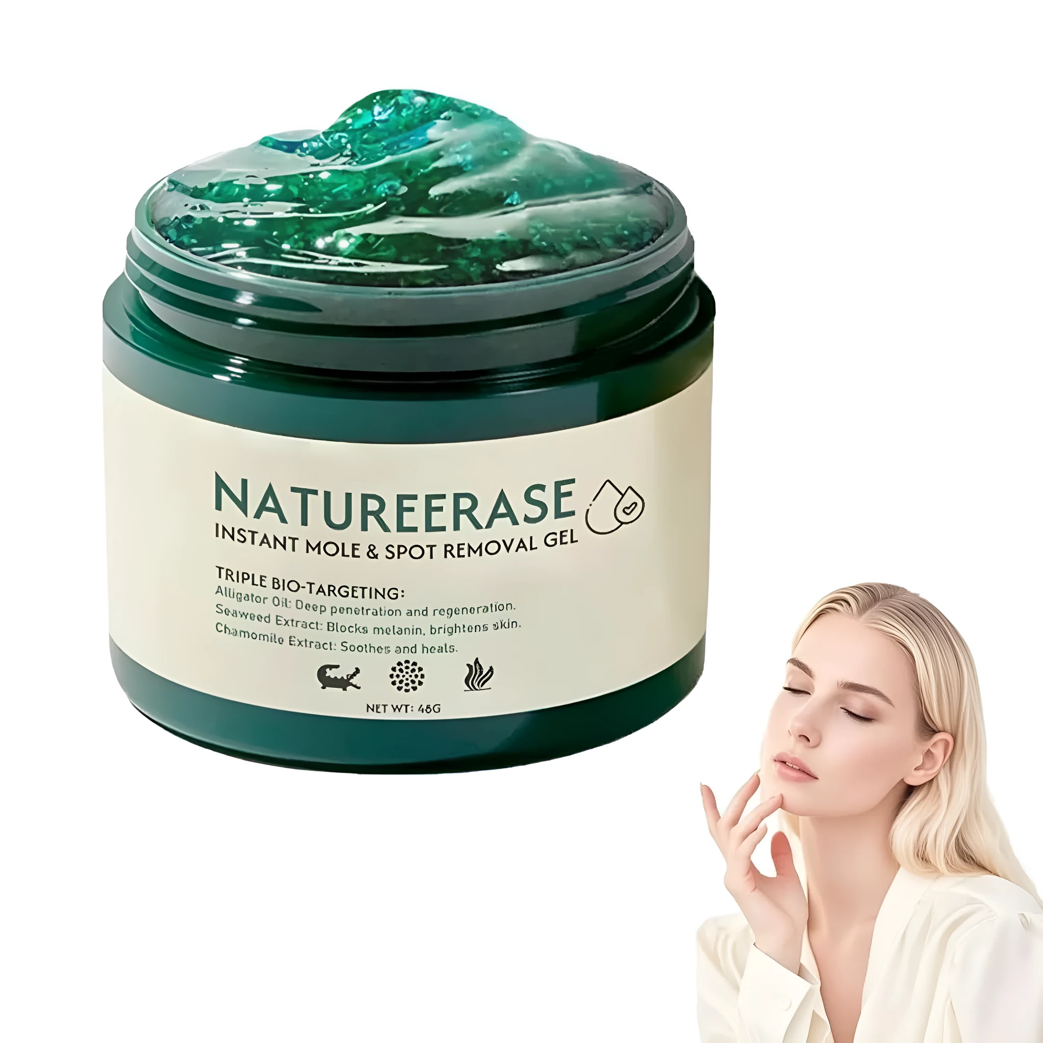 Natureerase Instant Mole Spot Removal Gel 45g pump bottle hydrating spot treatment