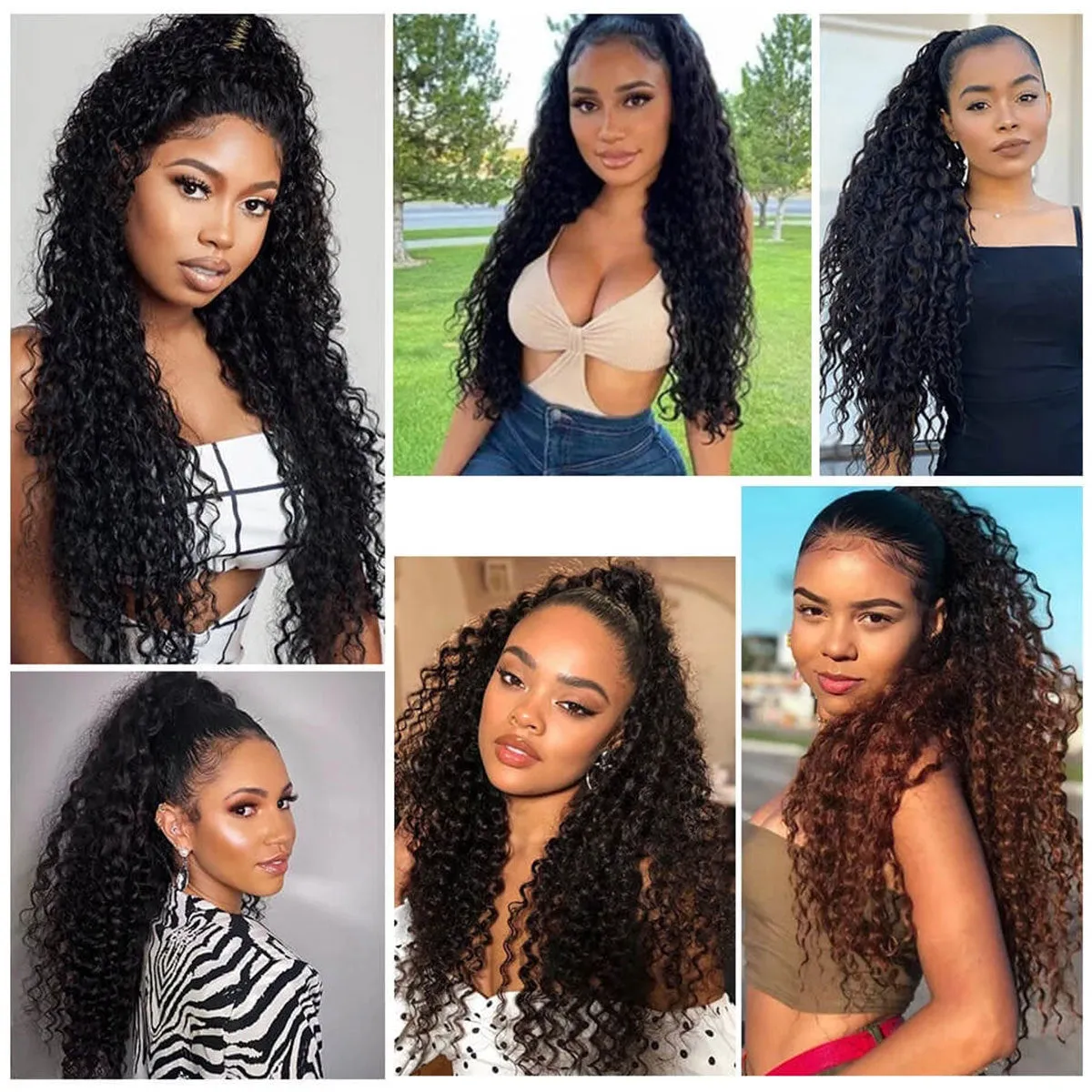 Synthetic drawstring curly ponytail extension in colour T4-27, small roll design for volume