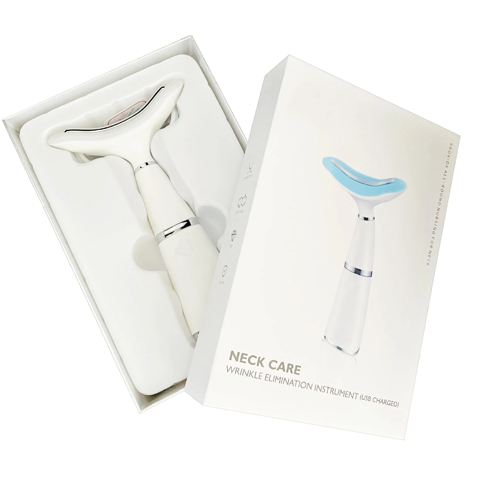 White Beauty Importer neck massager with colour light function and USB charging for home use
