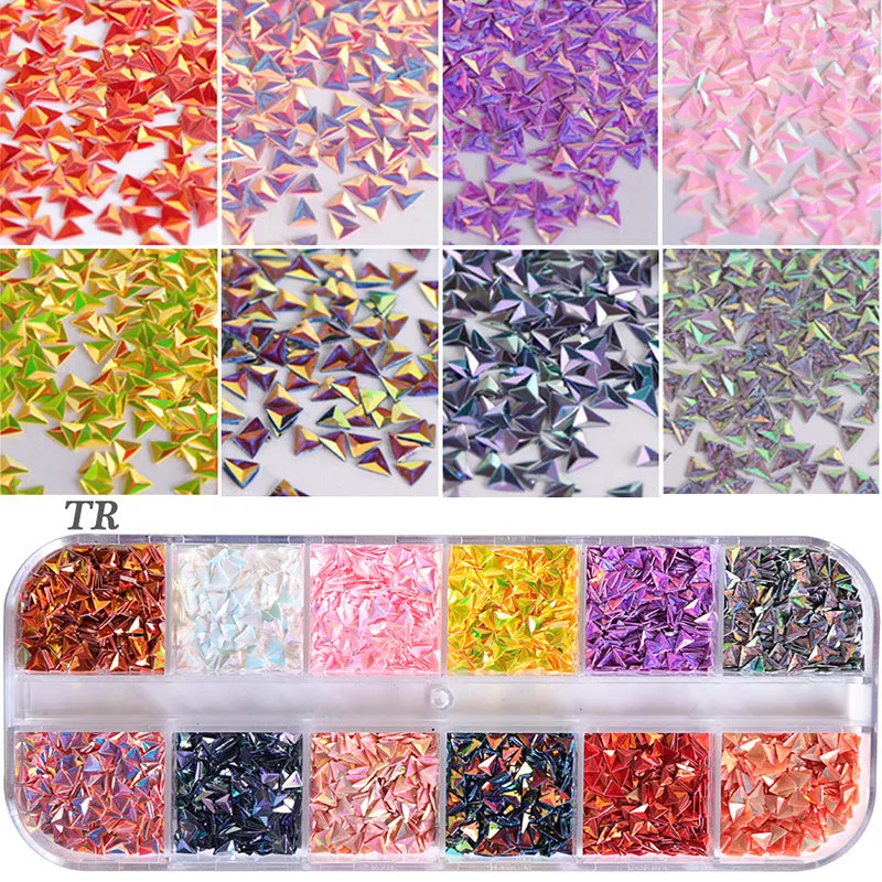 Nail polish glitter set with shell powder, laser sequins, chameleon powder, and star effect powder for nail art manicure