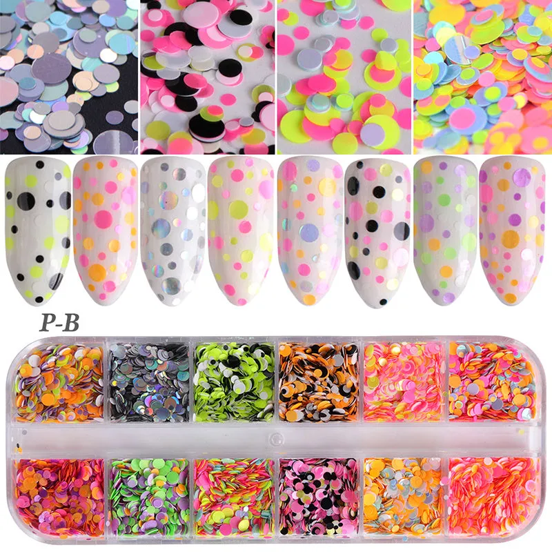 Nail polish glitter set with shell powder, laser sequins, chameleon powder, and star effect powder for nail art manicure