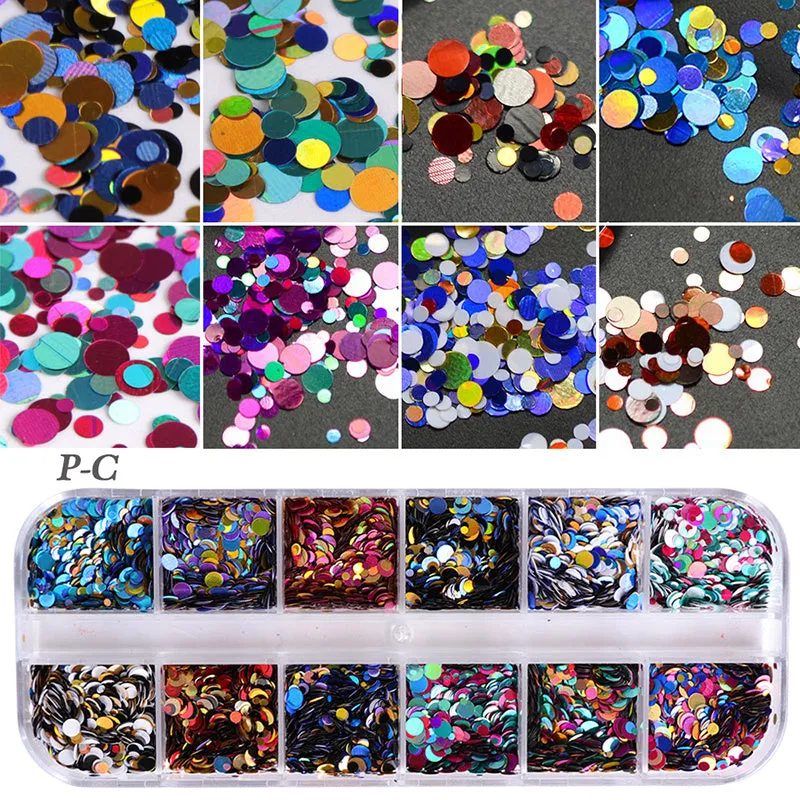 Nail polish glitter set with shell powder, laser sequins, chameleon powder, and star effect powder for nail art manicure