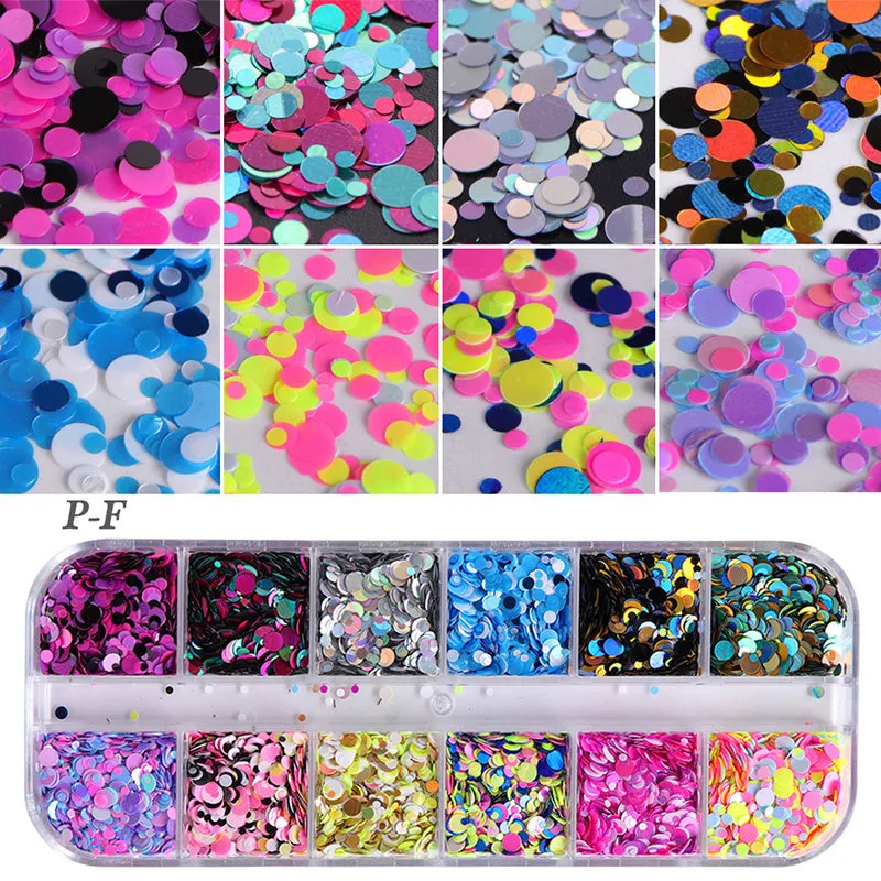 Nail polish glitter set with shell powder, laser sequins, chameleon powder, and star effect powder for nail art manicure