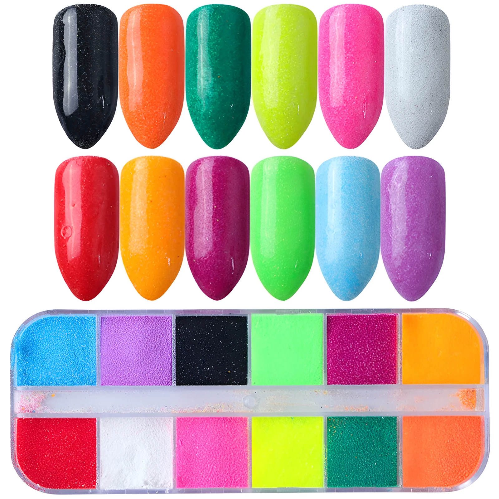 Nail polish glitter set with shell powder, laser sequins, chameleon powder, and star effect powder for nail art manicure