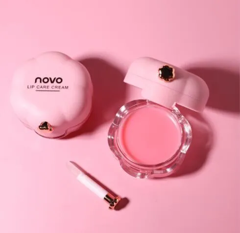Moisturising lip balm 12g with plant essential oils, hidden brush, available in green orange and pink colours