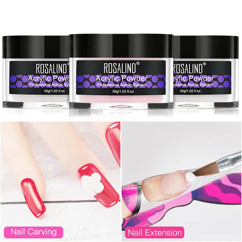 Nail styling carved powder and crystal liquid set in pink colour RE1004 for 3D nail art