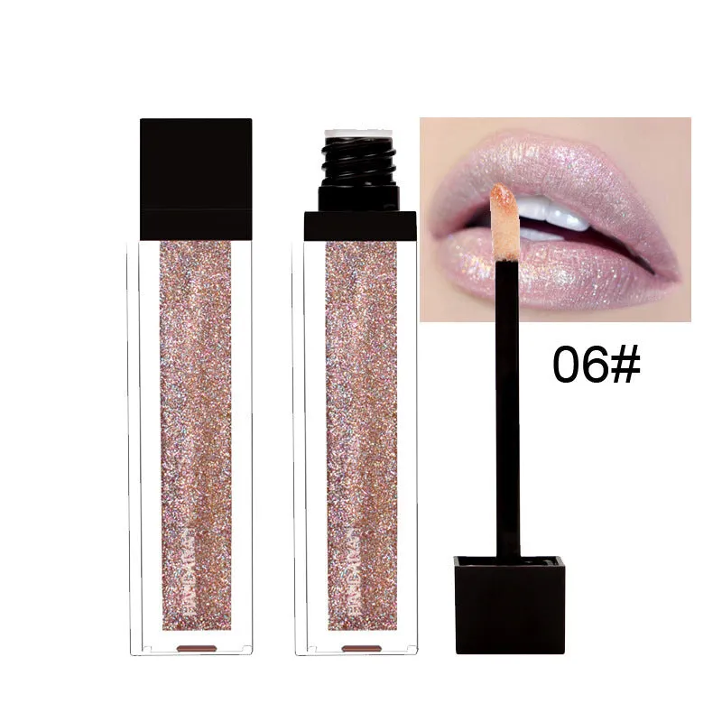 Pearlescent colourful lip gloss tube with shiny waterproof formula in five shades