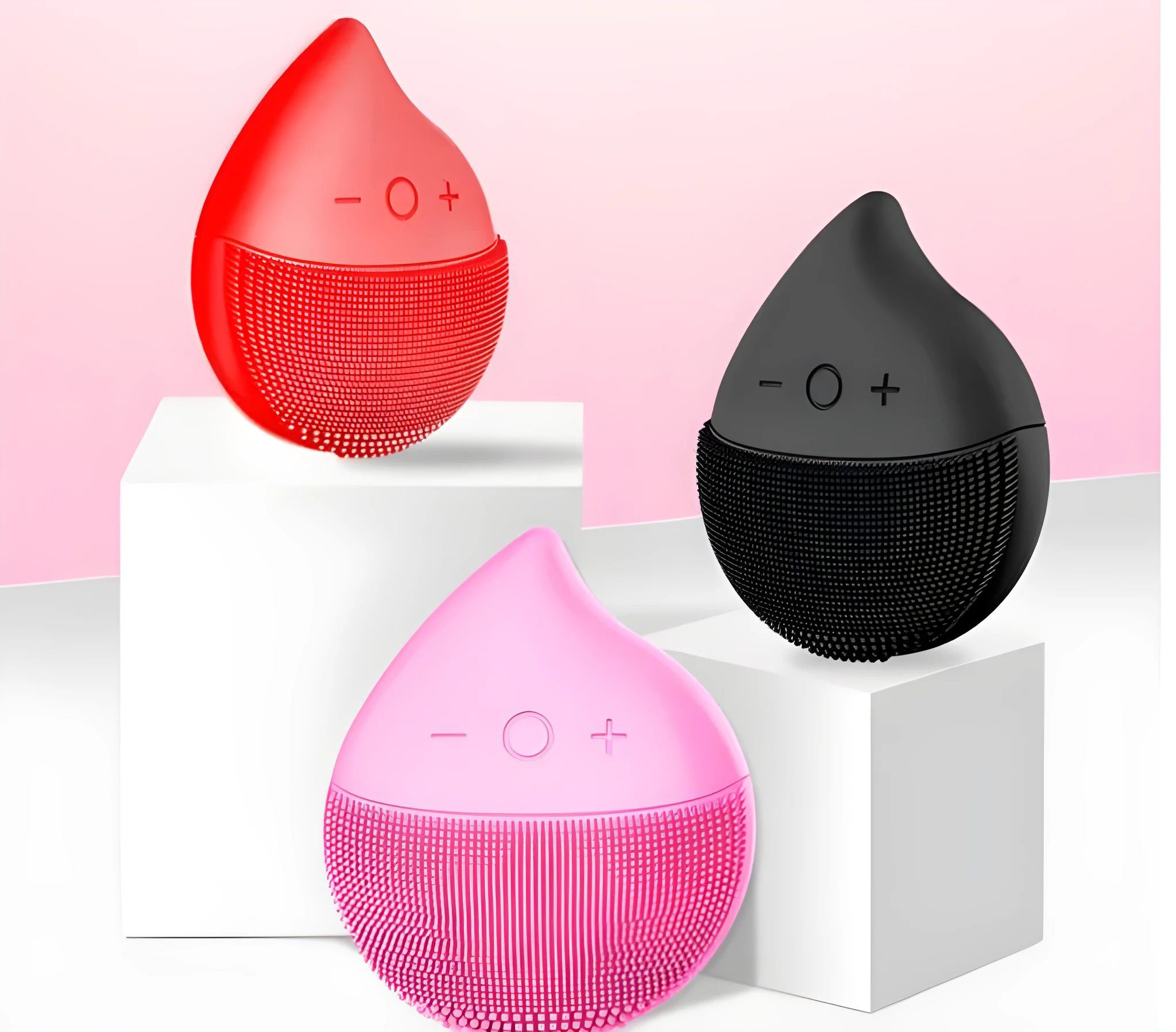 Electric facial cleaner in black with ultrasonic vibration for deep facial cleansing
