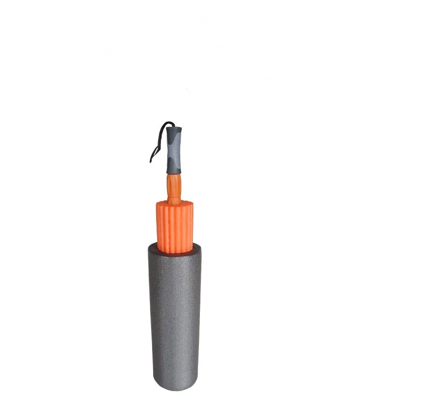 3 in 1 PE yoga pillar set with foam shaft, handle, and middle bead on a floor, 45x16cm