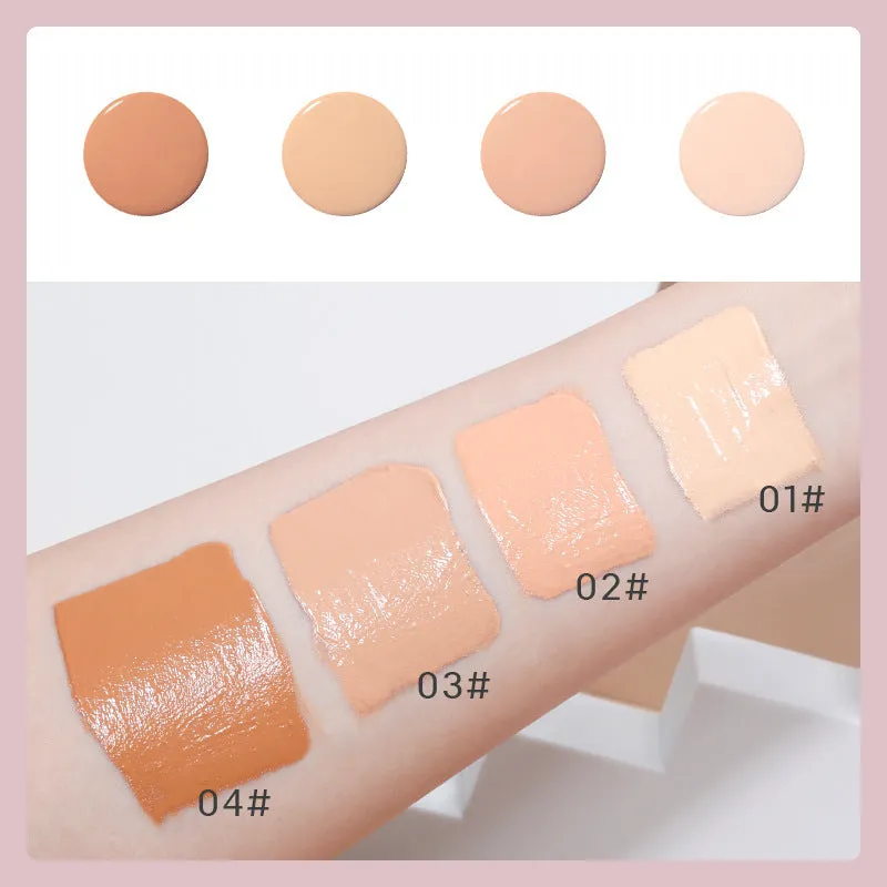 4-colour lightweight foundation concealer cream with makeup sponge in compact 55g packaging
