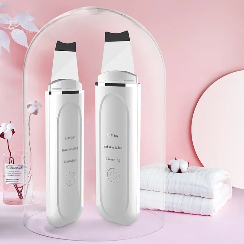 White ultrasonic peeling machine for face skin cleansing dead skin and blackhead removal