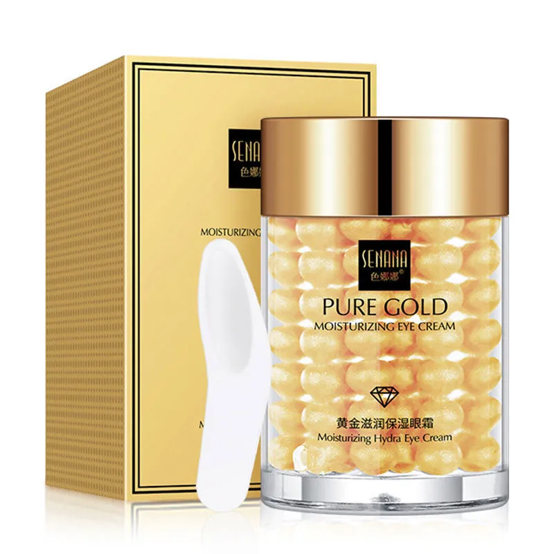 Firming and moisturising eye care set including 60g eye cream, capsule essence, walking eye cream, and gold eye mask