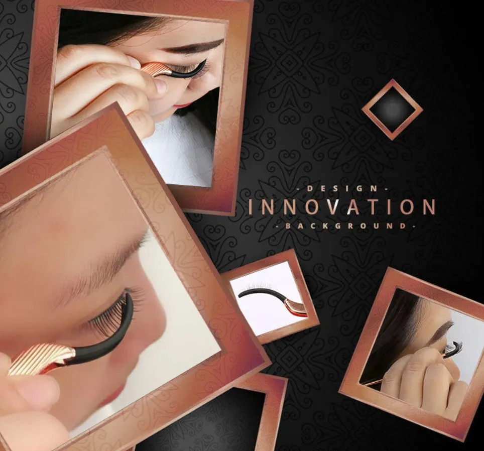 Rose gold metal false eyelash curler aid tool on plain background
