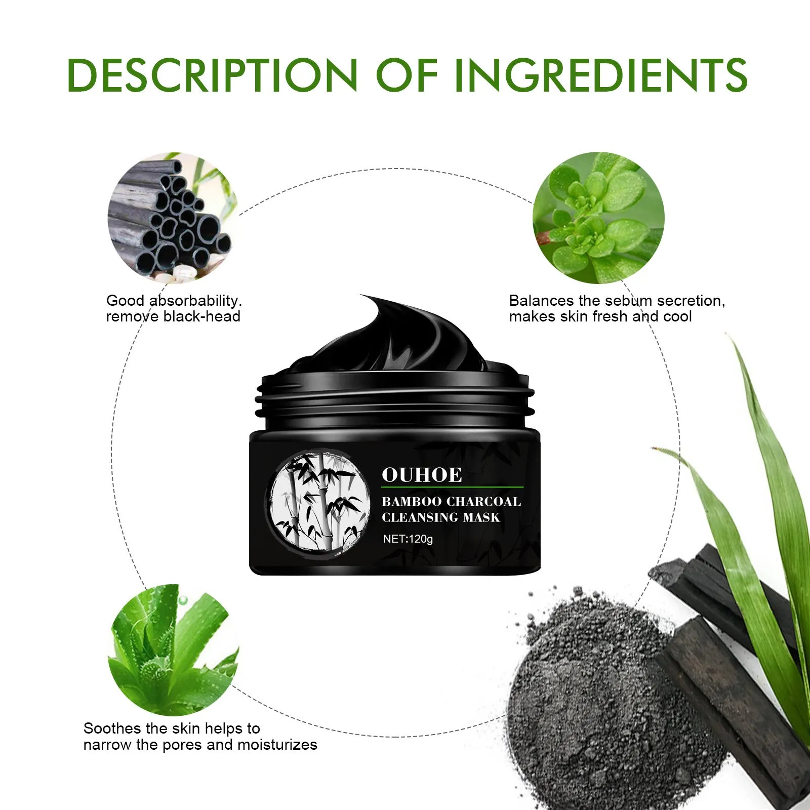 Cleansing and shrinking pores blackheads peeling mask in 60ml pot with compact packaging