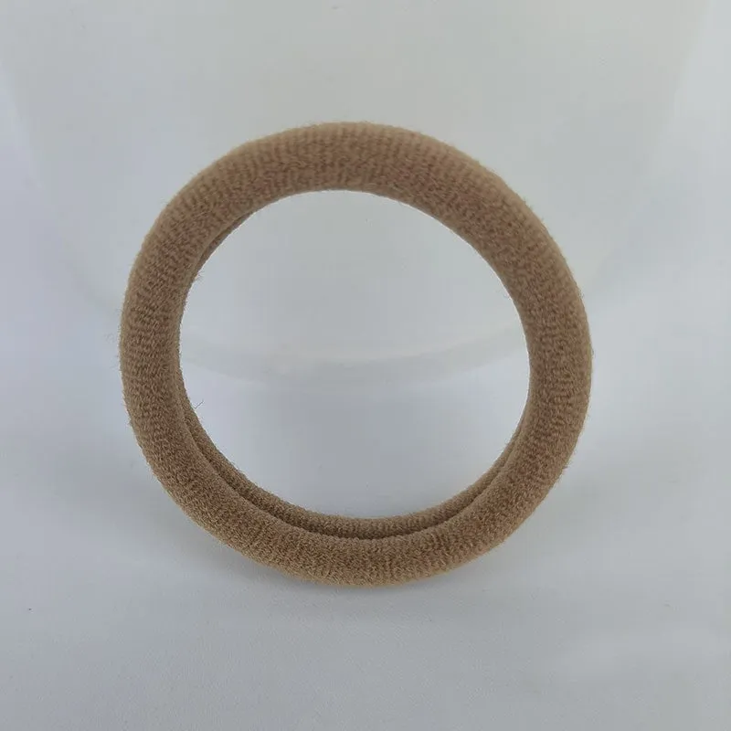 Fabric knitted towel ring 4cm diameter natural style in Korean colour mix on a light background