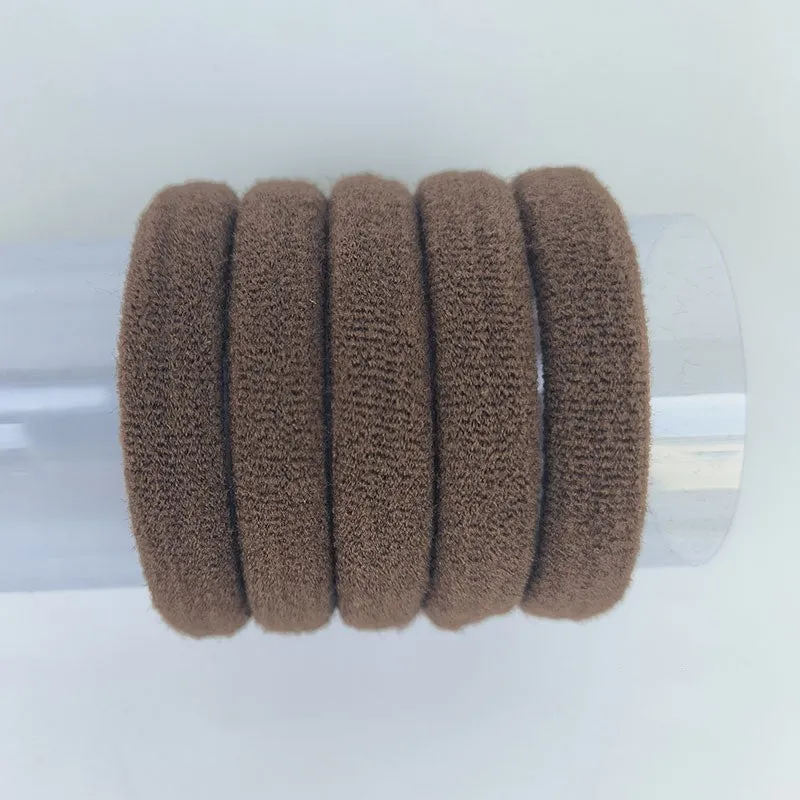 Fabric knitted towel ring 4cm diameter natural style in Korean colour mix on a light background
