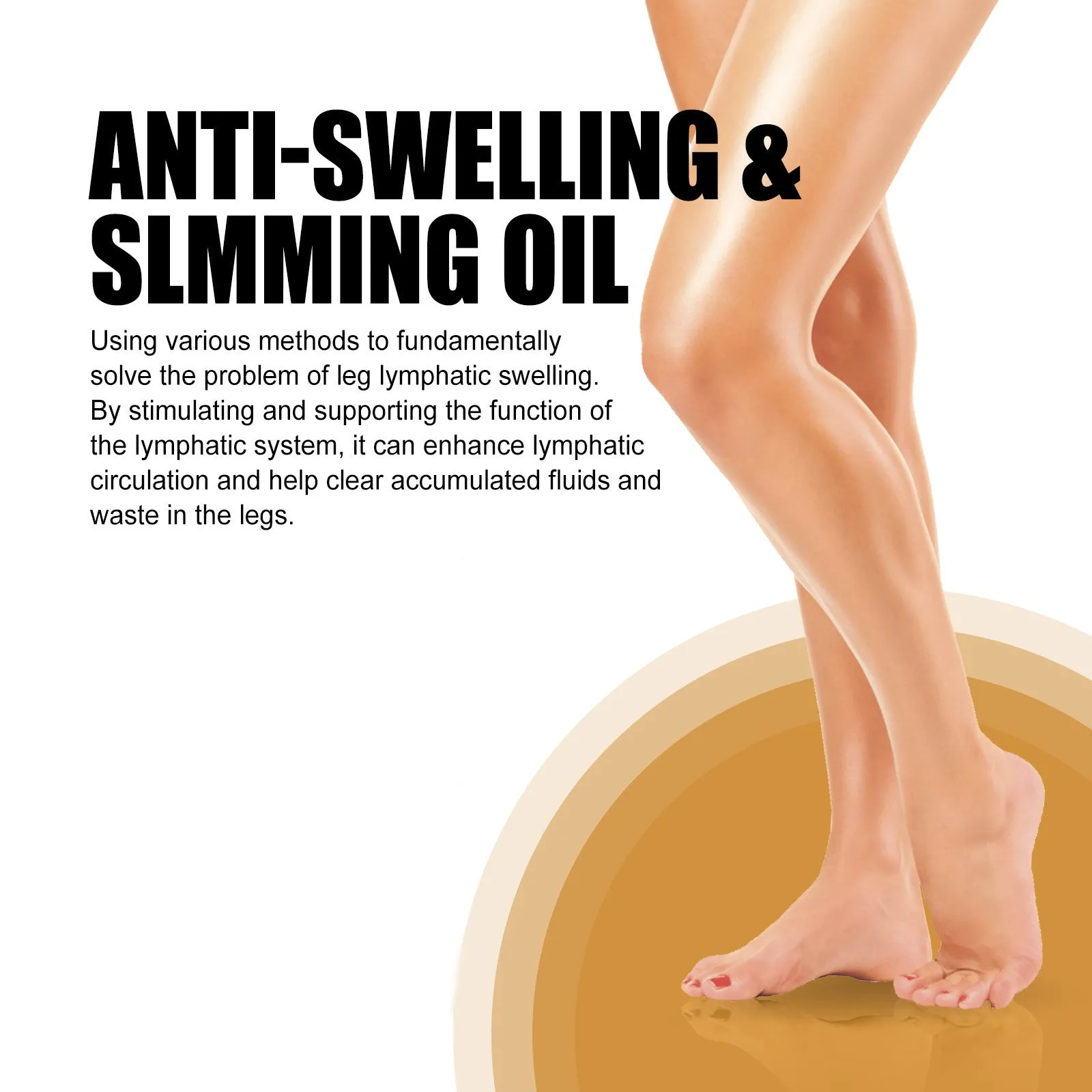 50ml bottle of leg massage essential oil with six botanical extracts for moisturizing body care