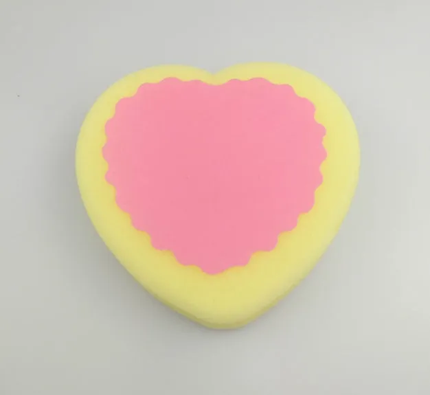 Hair removal sponge in heart shape with water drop and circular options for painless cream application
