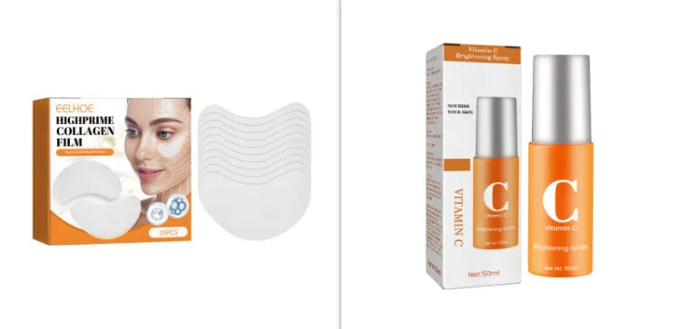 Collagen water-soluble facial mask with hyaluronic acid, 2 pieces, for hydrating and brightening under-eye skin