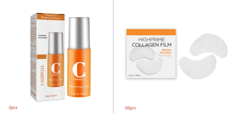 Collagen water-soluble facial mask with hyaluronic acid, 2 pieces, for hydrating and brightening under-eye skin