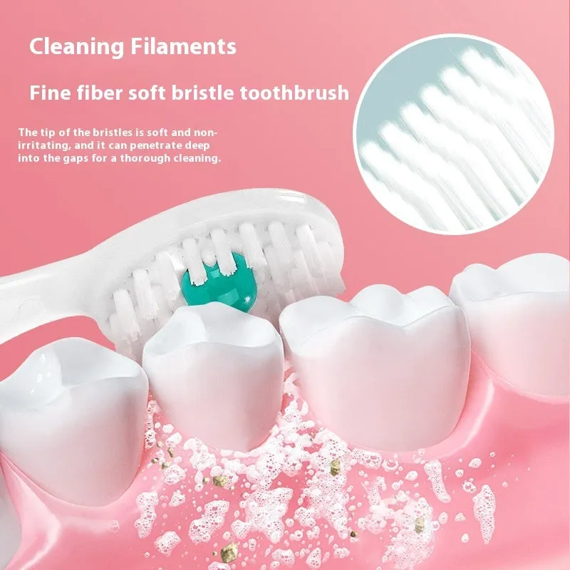 Box of disposable bead toothbrushes in mint, peach, plum green tea, and mixed flavours.