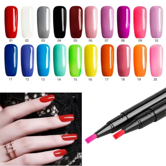 Gel nail art pen with high colour saturation and LED UV cure option