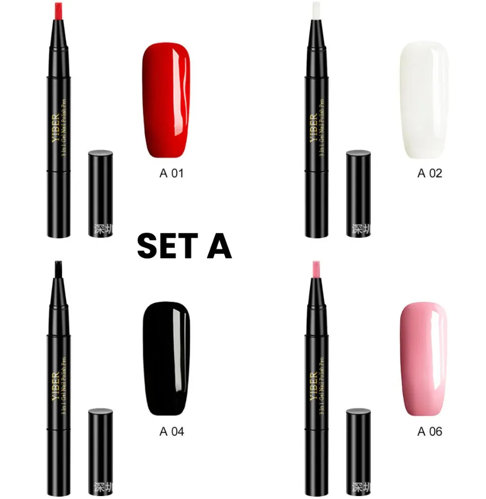 Gel nail art pen with high colour saturation and LED UV cure option
