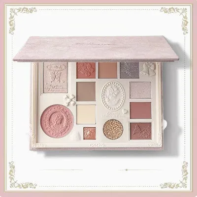 Embossed all-in-one eyeshadow highlighter blush plate with 8 colours, Almond Baked Milk shade