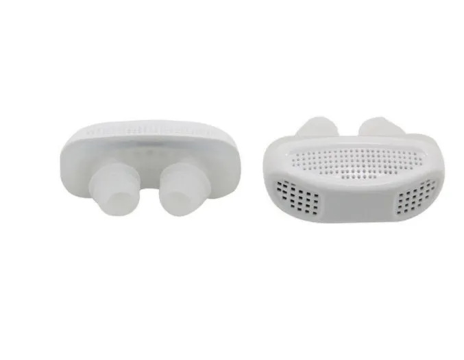 Anti snoring nasal clip made from soft silicone and ABS in blue, white, and red colours